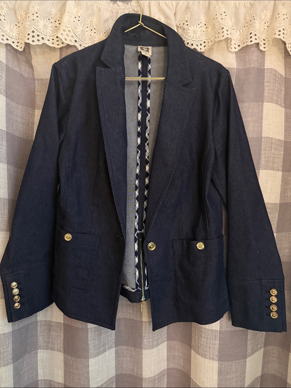 Anne Klein Navy Blazer with Gold-Tone Buttons